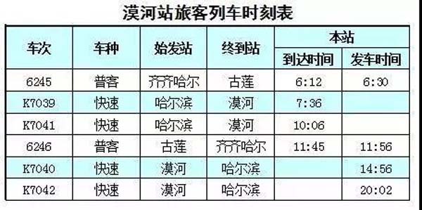 大杨树列车时刻表更新，列车变化与你同行
